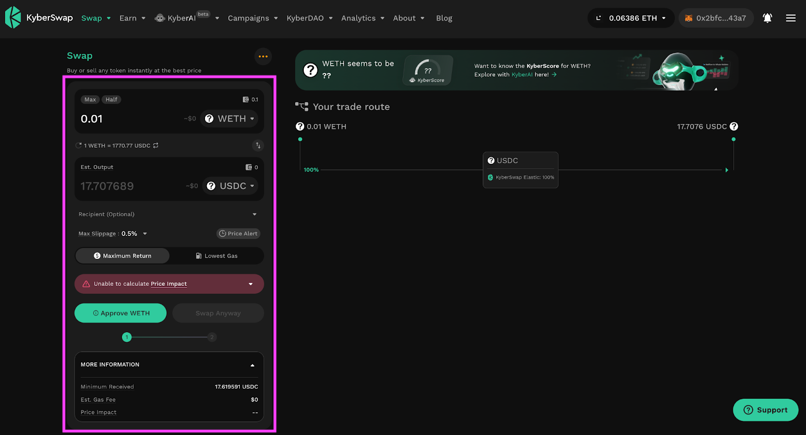 Configure swap parameters